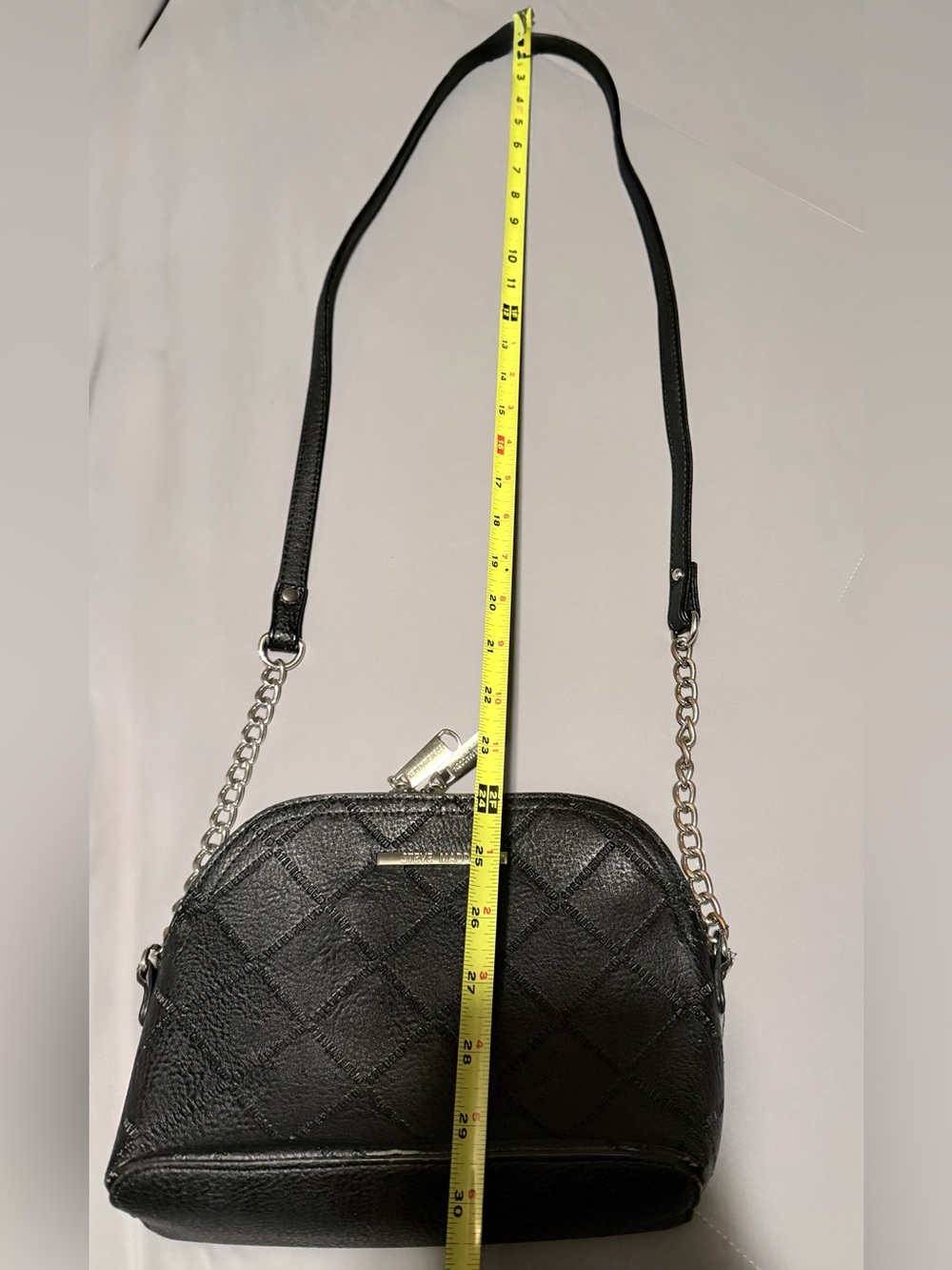Steve Madden Faux Leather Crossbody Bag in Black with Silver Chain - Picture 13 of 16